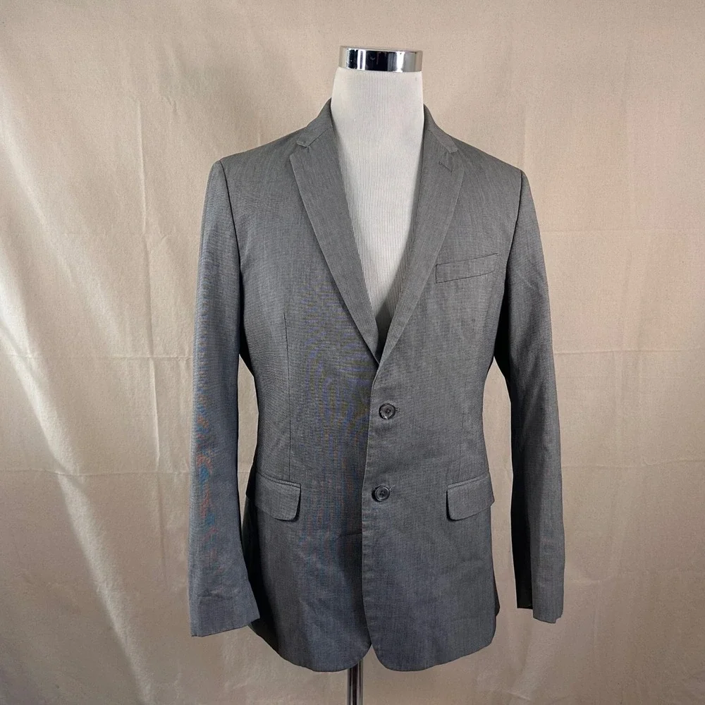 Banana Republic 42R Sport Coat Cotton Blend Grey Two Button Double Vented